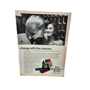 1974 Brylcreem Hair Products Print Ad Change With The Seasons Man Woman Vintage